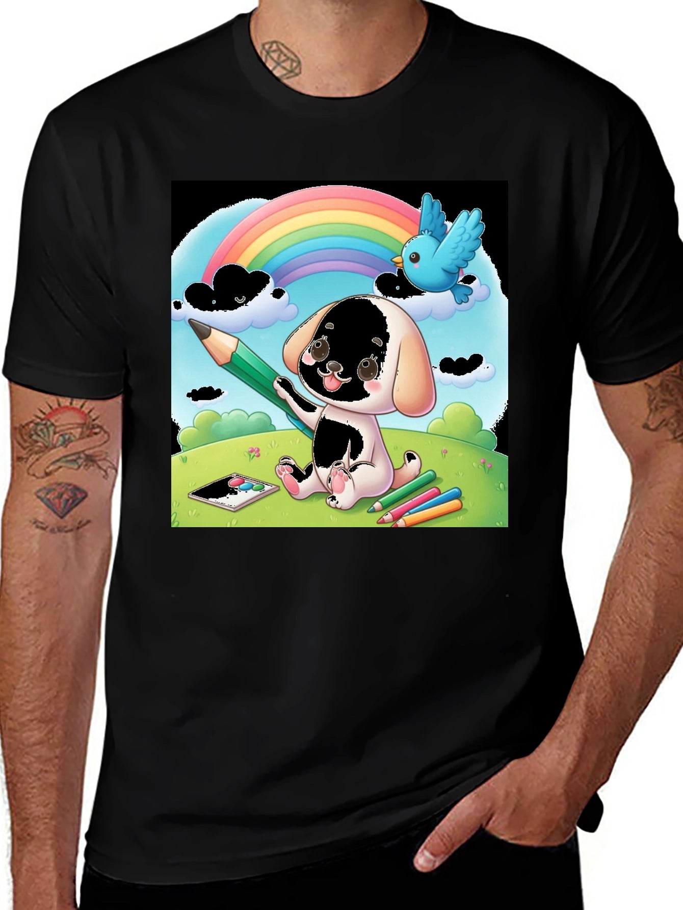 Cartoon Puppy Rainbow T-Shirt