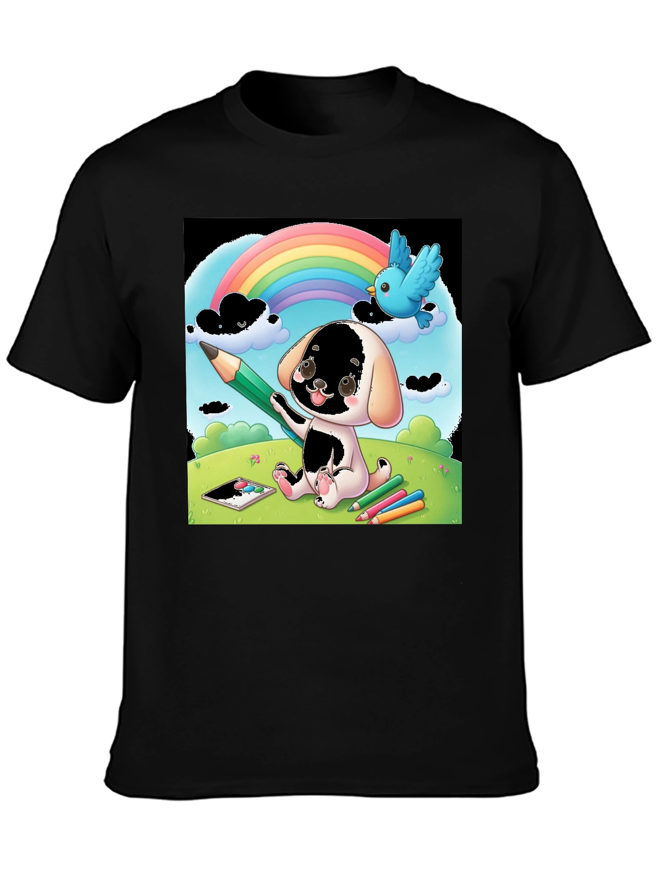 Cartoon Puppy Rainbow T-Shirt