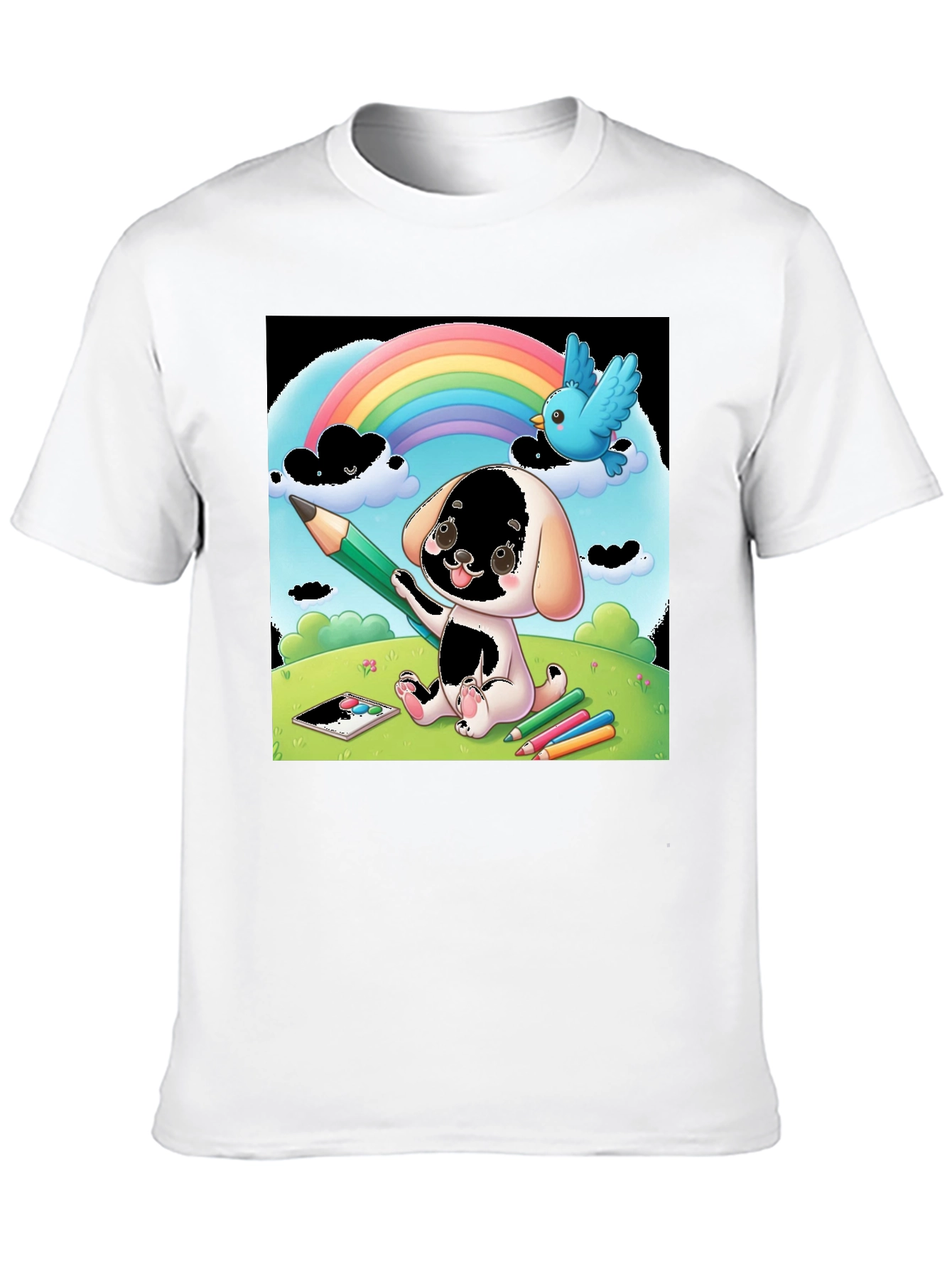 Cartoon Puppy Rainbow T-Shirt