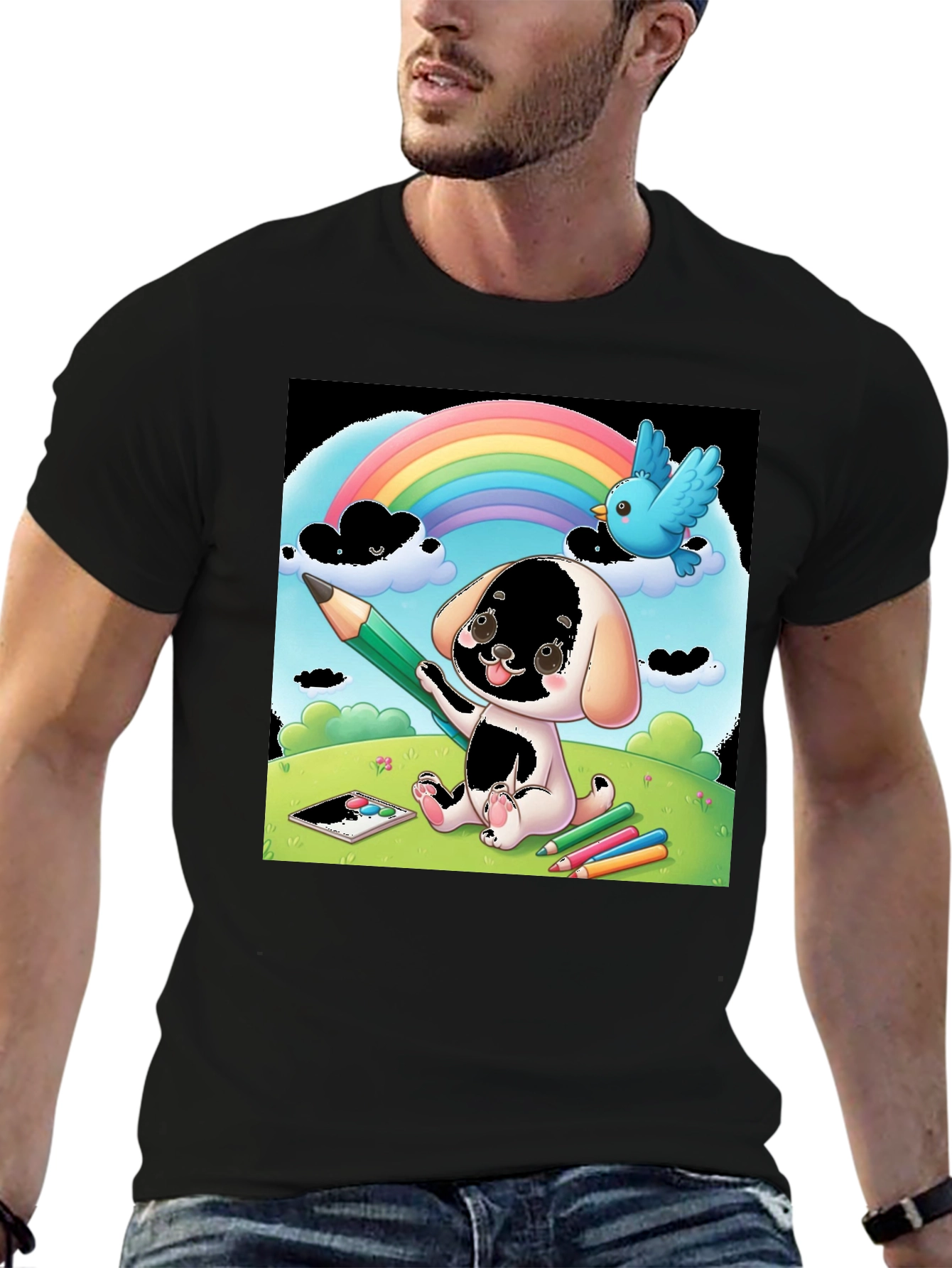 Cartoon Puppy Rainbow T-Shirt