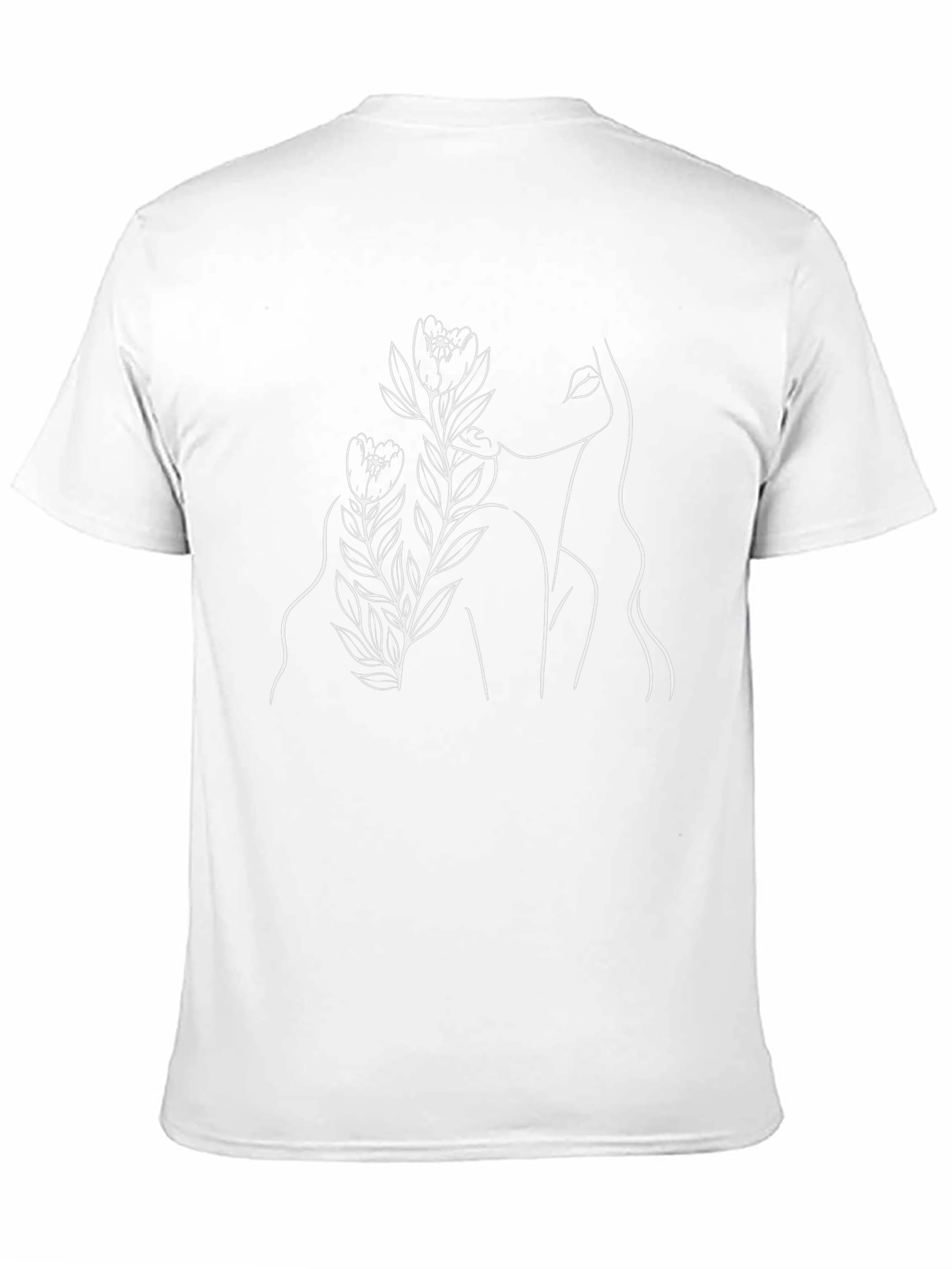 Minimalist Floral Woman Black T-Shirt