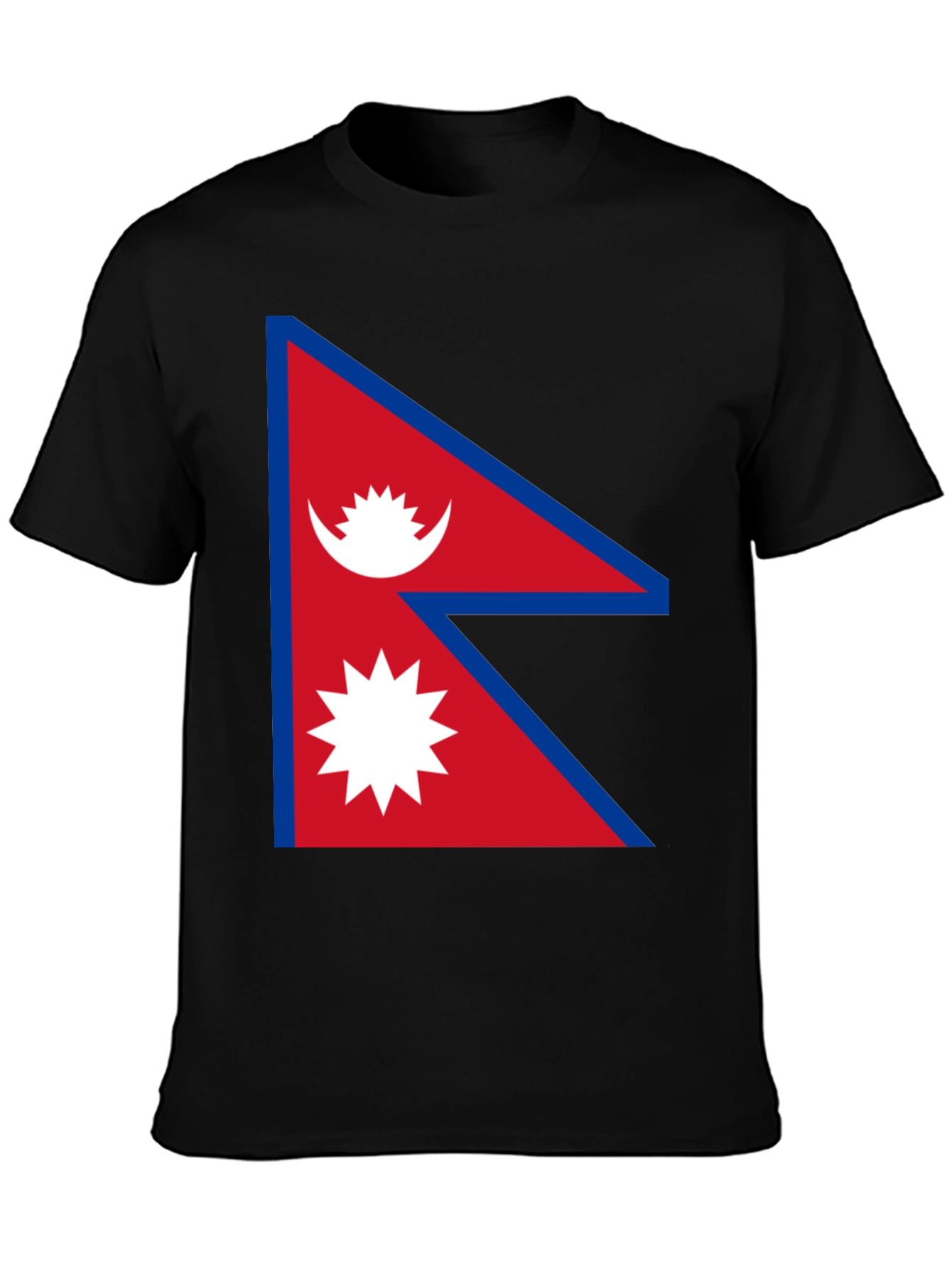 Nepal Flag Graphic T-Shirt - Black Crew Neck Tee
