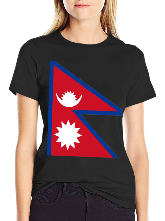Nepal Flag Graphic T-Shirt - Black Crew Neck Tee