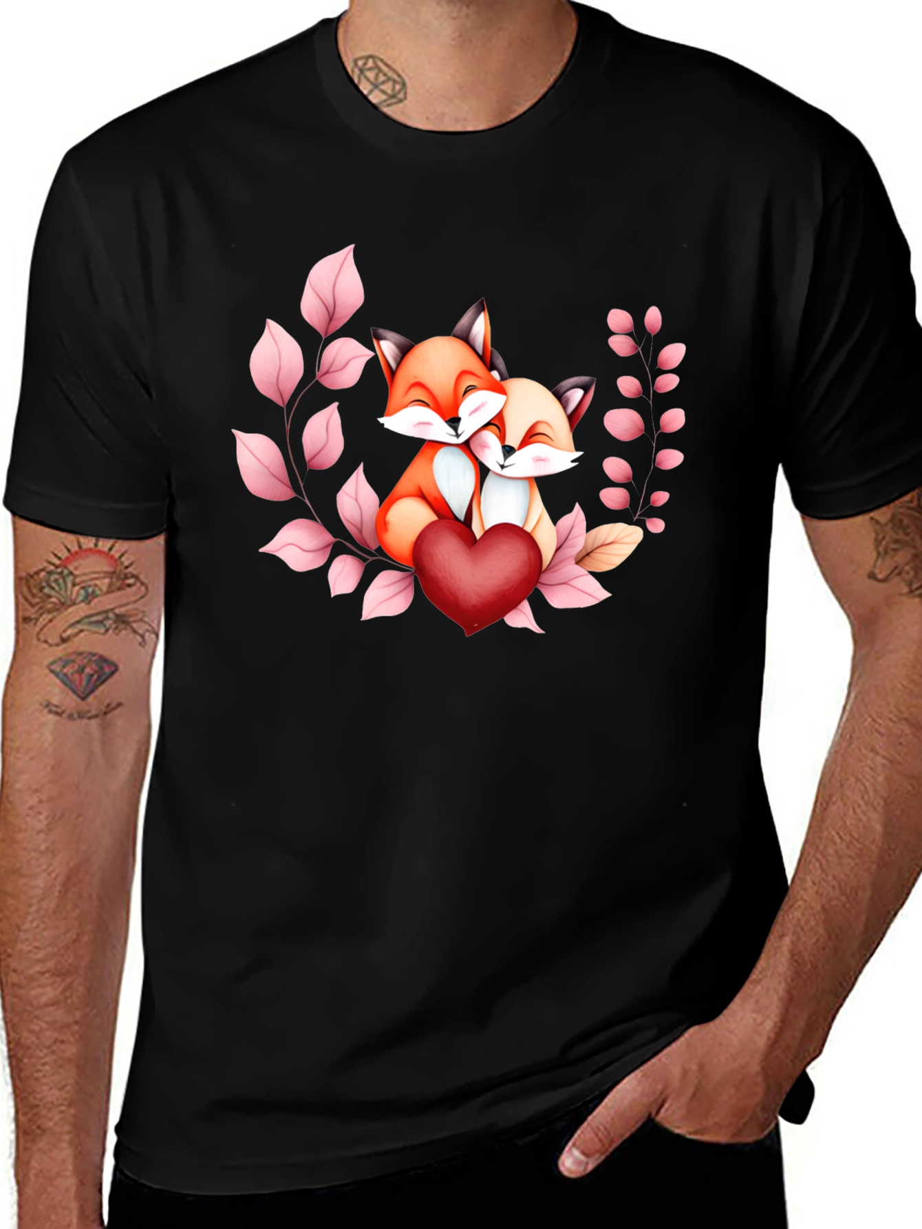 Foxes In Love T-Shirt - Heartwarming Design