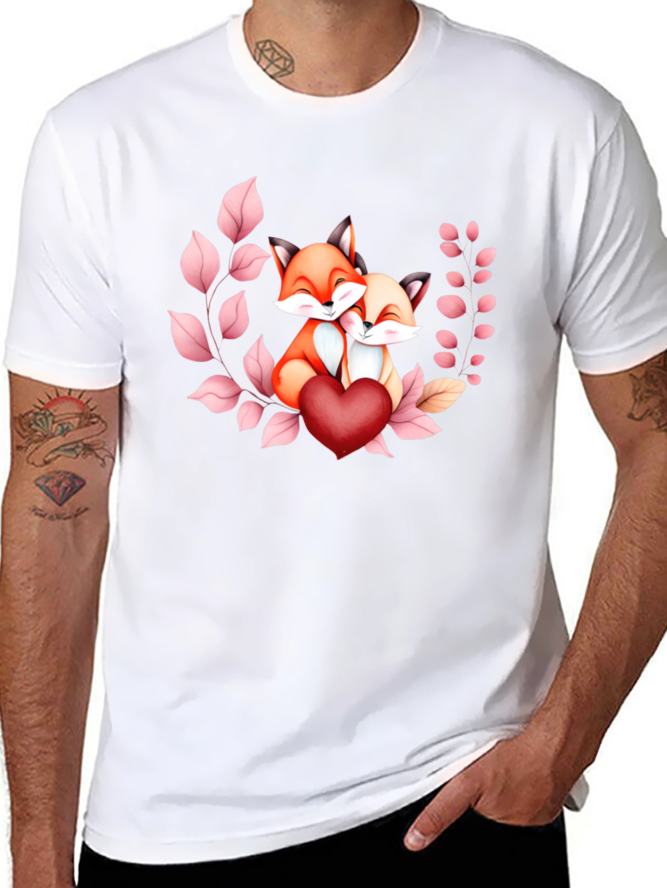 Foxes In Love T-Shirt - Heartwarming Design