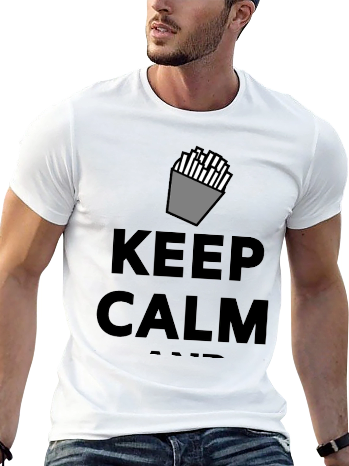 Keep Calm and Eat Fries Black T-Shirt