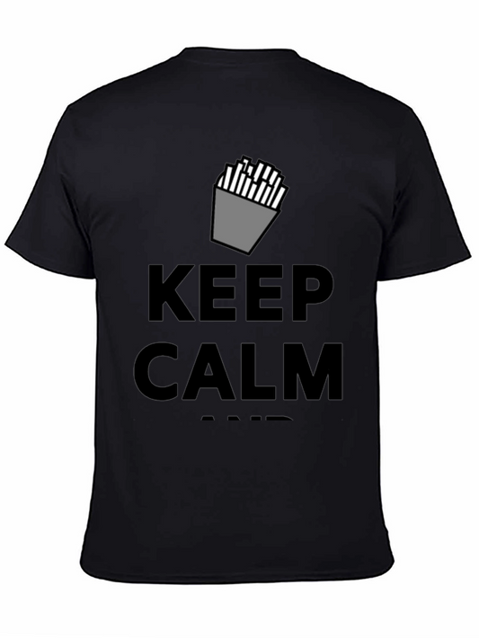 Keep Calm and Eat Fries Black T-Shirt