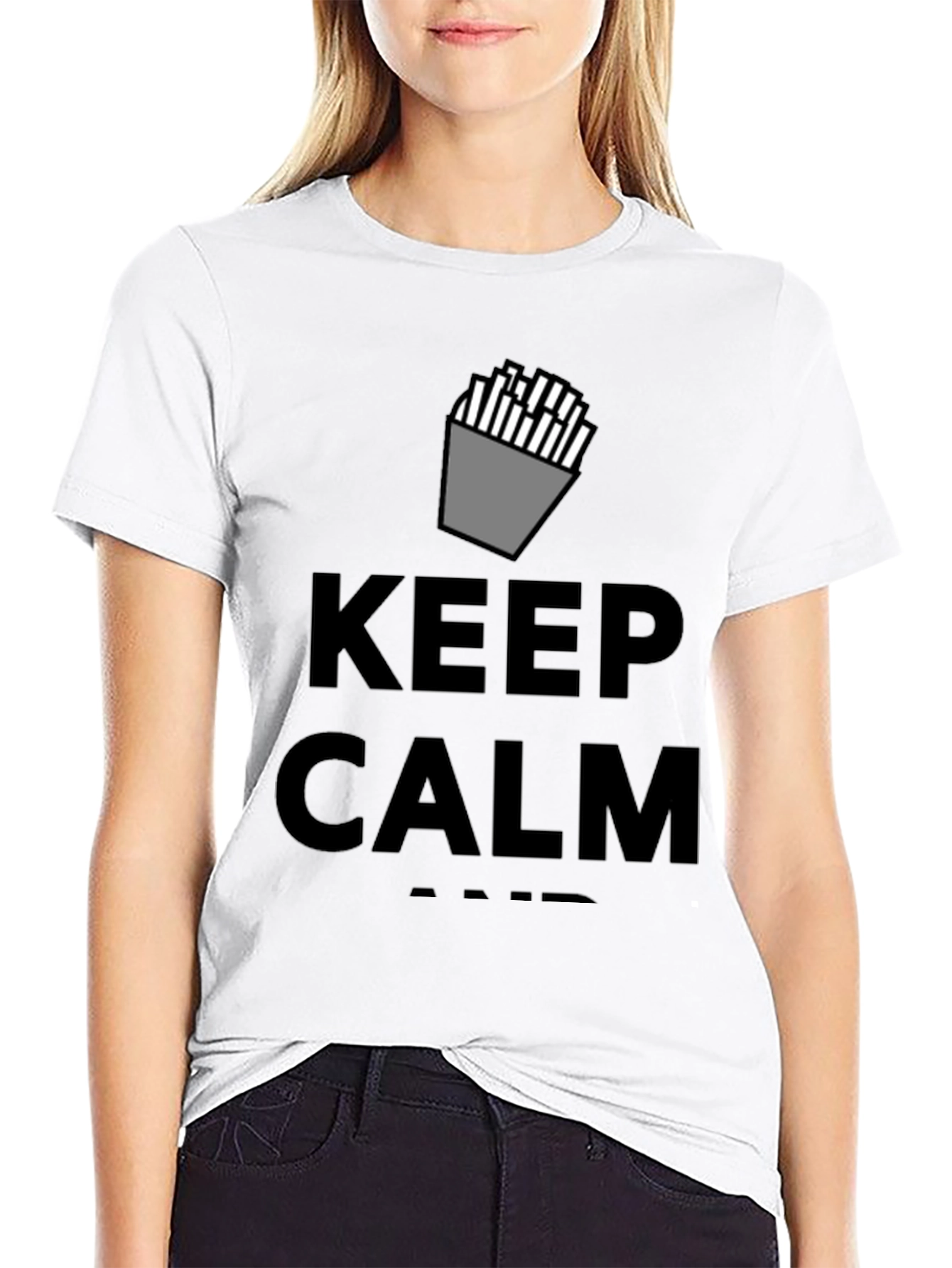 Keep Calm and Eat Fries Black T-Shirt