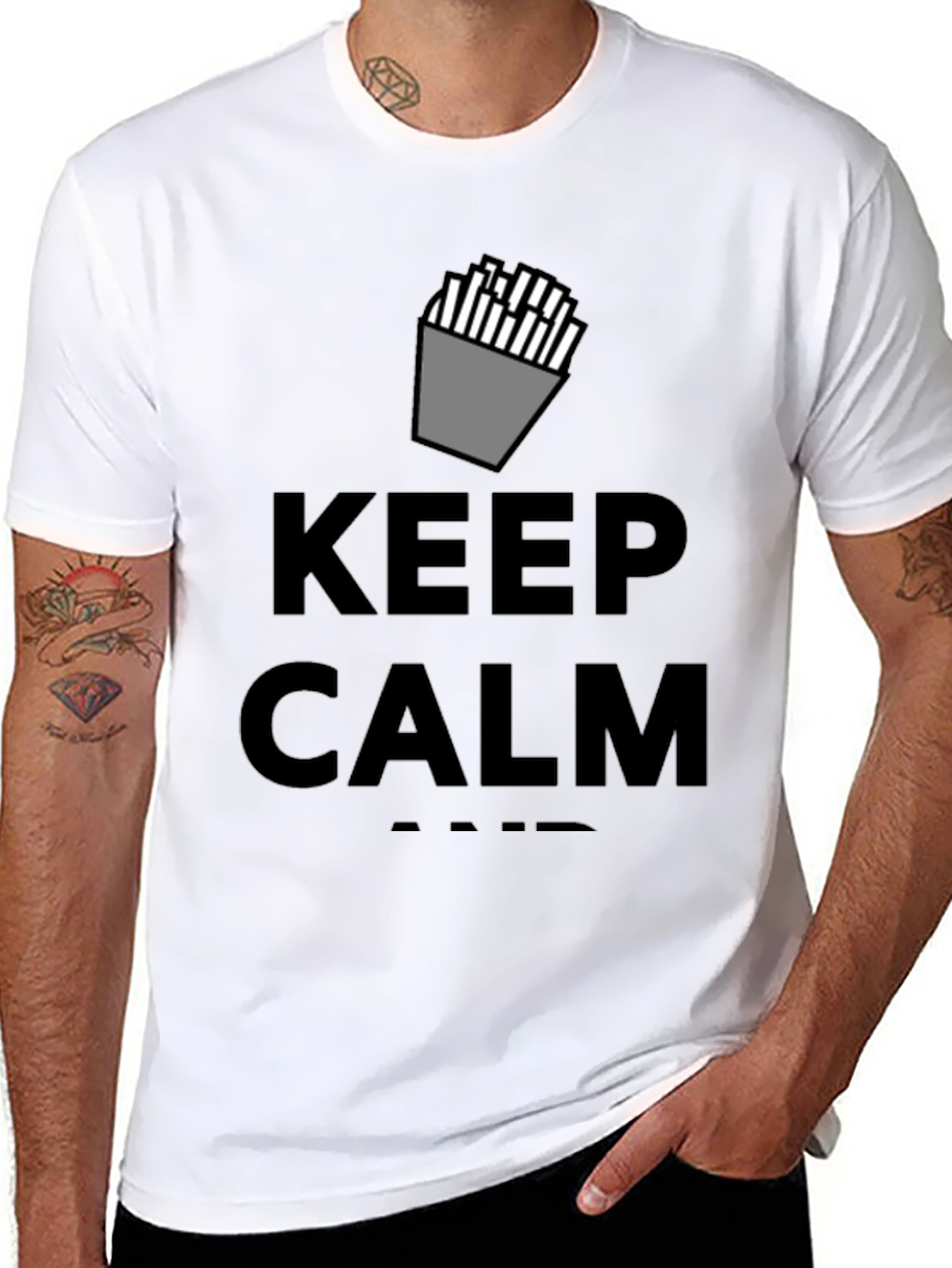 Keep Calm and Eat Fries Black T-Shirt