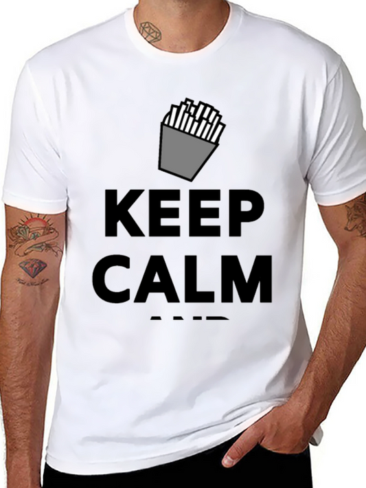 Keep Calm and Eat Fries Black T-Shirt