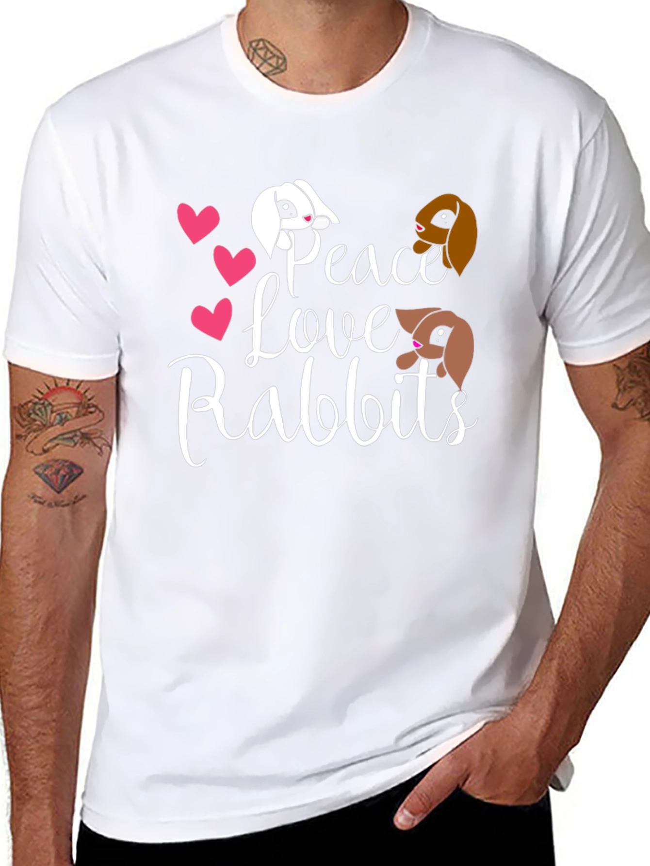 Peace Love Rabbits Graphic T-Shirt
