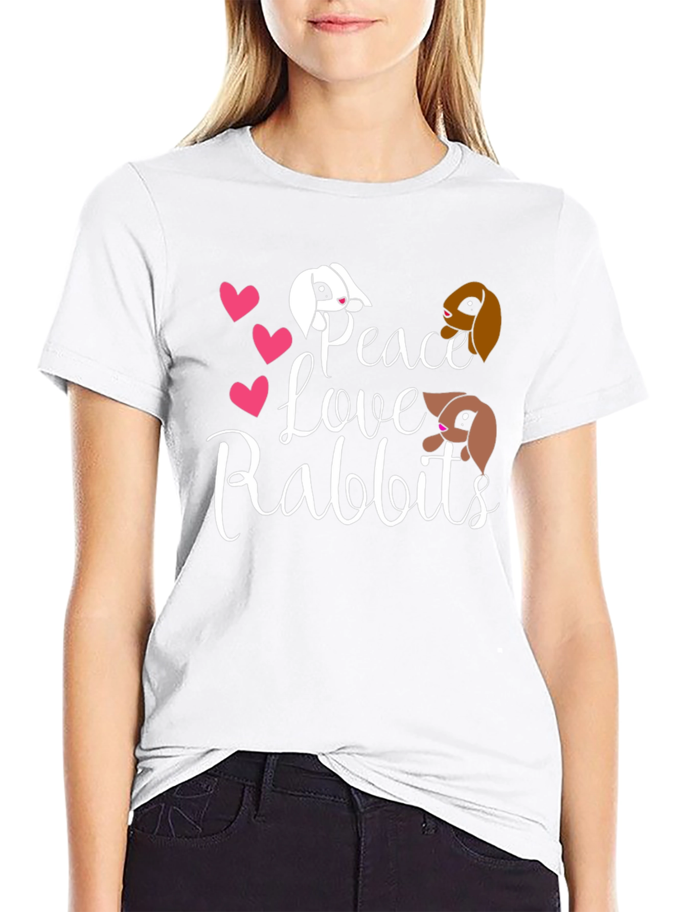 Peace Love Rabbits Graphic T-Shirt