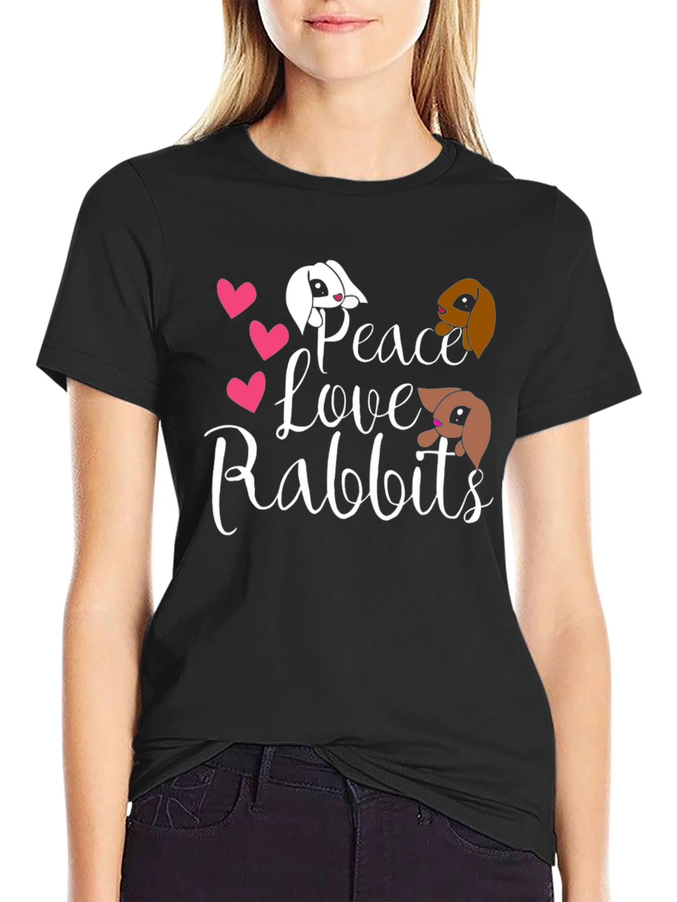 Peace Love Rabbits Graphic T-Shirt
