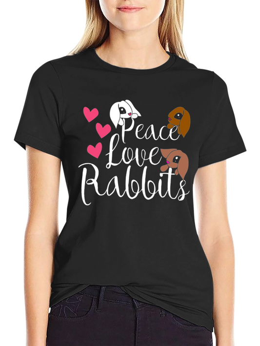 Peace Love Rabbits Graphic T-Shirt