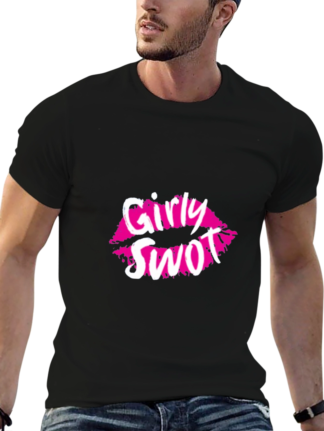 Girly Swot T-Shirt - Pink Lips Graphic Tee