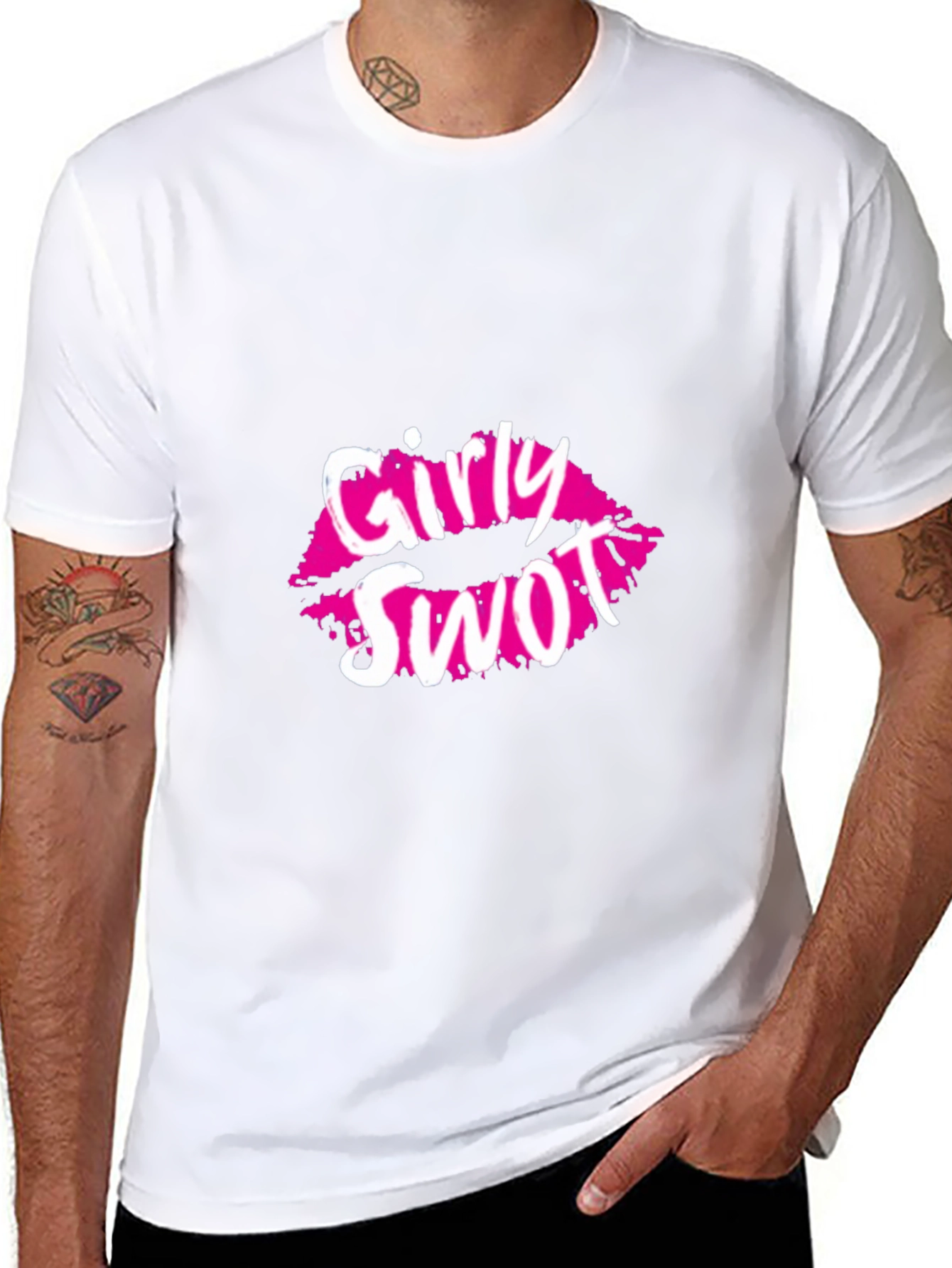 Girly Swot T-Shirt - Pink Lips Graphic Tee