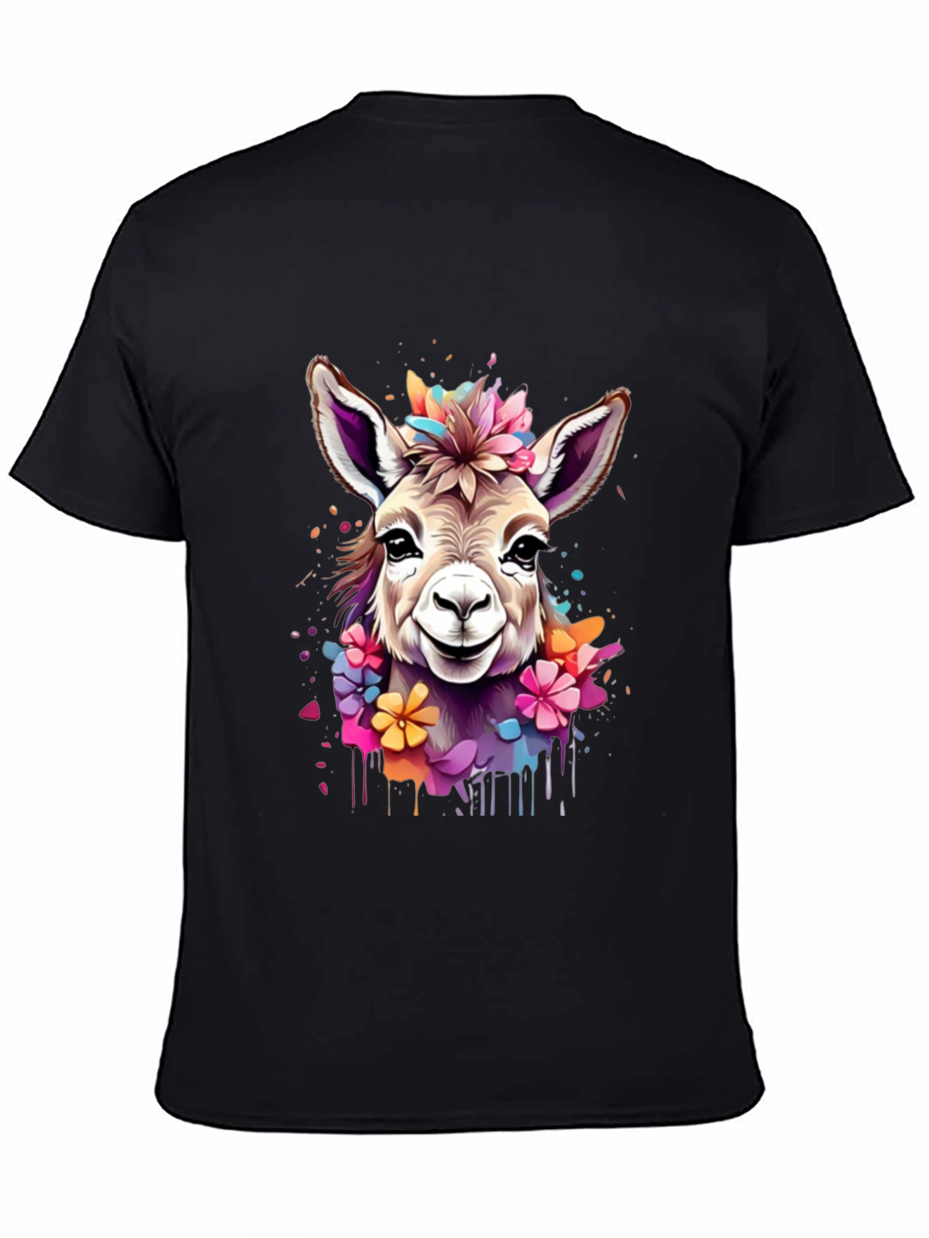 Floral Donkey Graphic Tee - Unique Animal Art