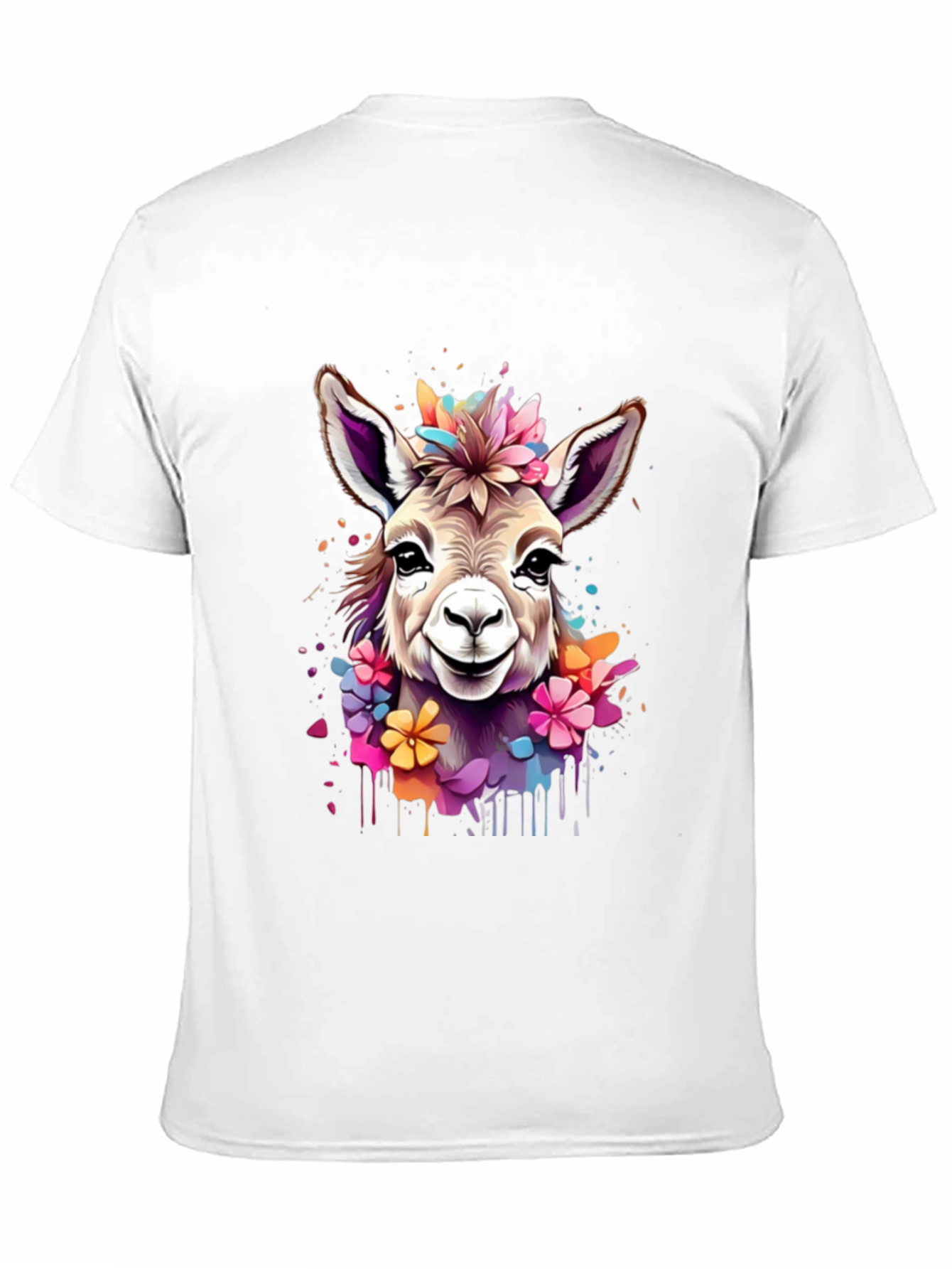 Floral Donkey Graphic Tee - Unique Animal Art