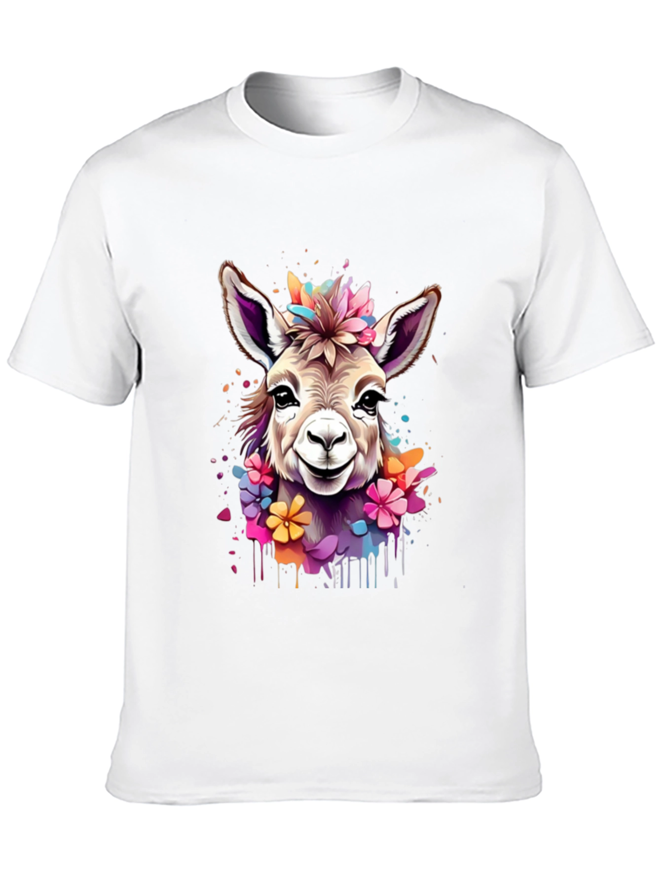 Floral Donkey Graphic Tee - Unique Animal Art