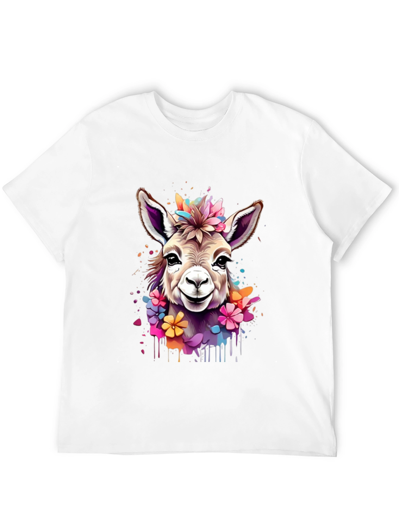 Floral Donkey Graphic Tee - Unique Animal Art