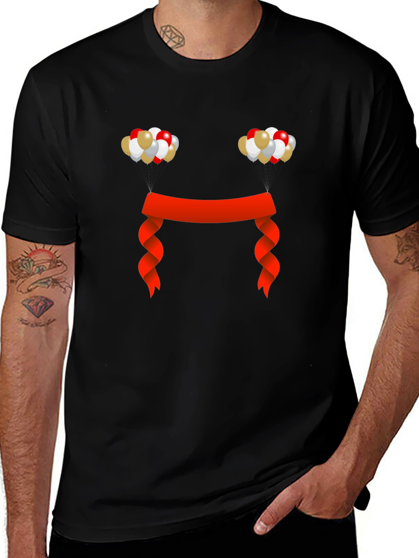 Festive Graphic Tee - Balloons and Ribbon