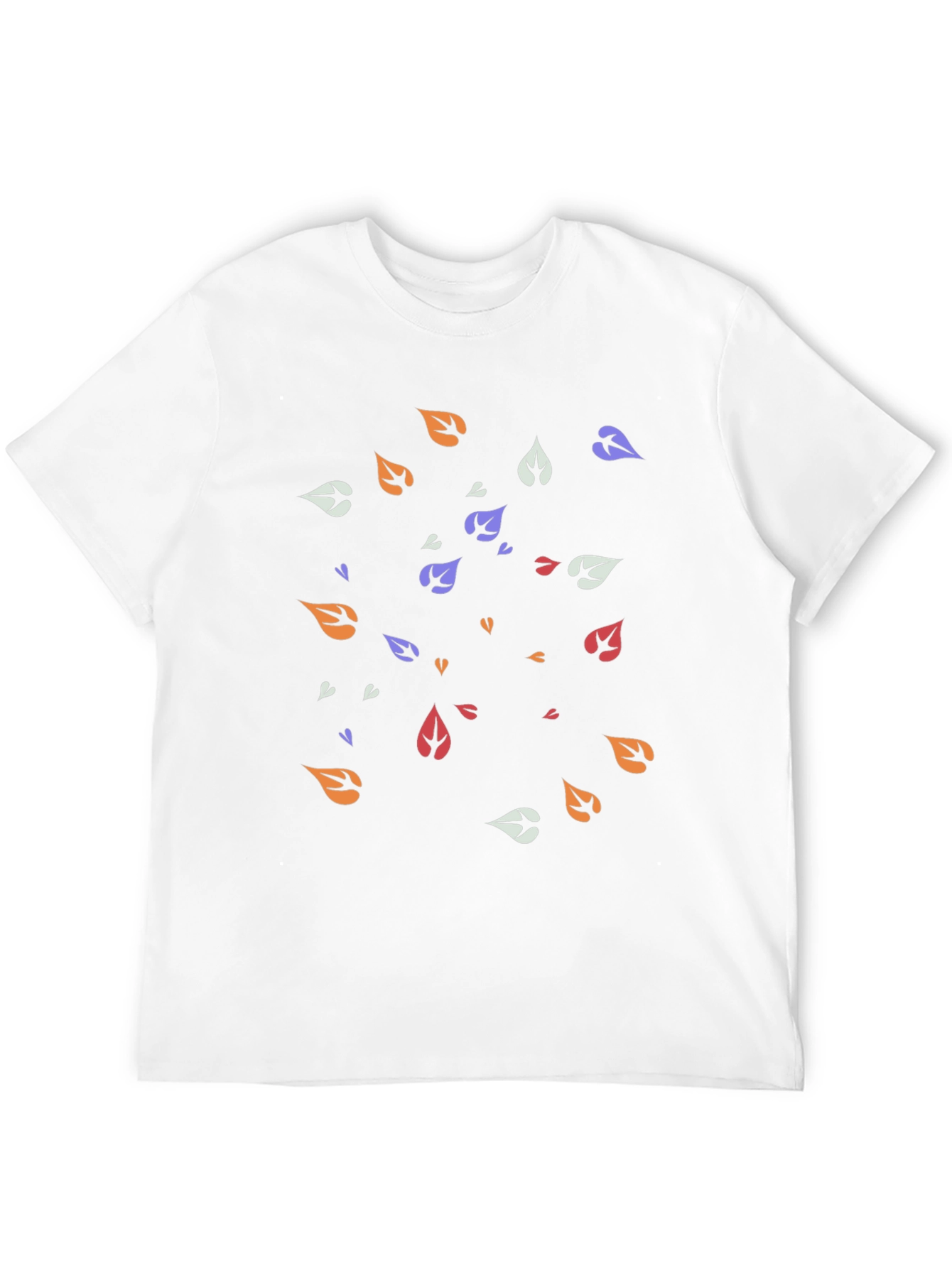 Modern Leaf Pattern Black T-Shirt
