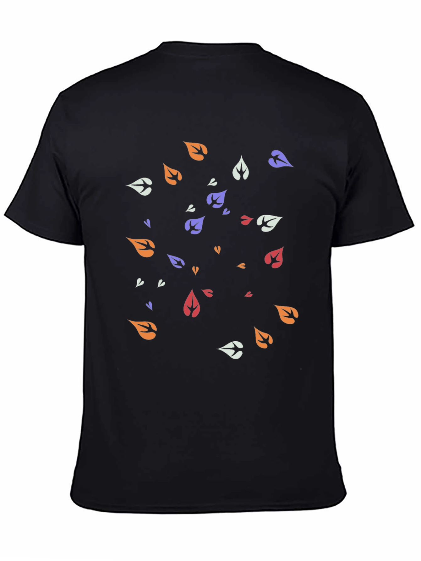 Modern Leaf Pattern Black T-Shirt