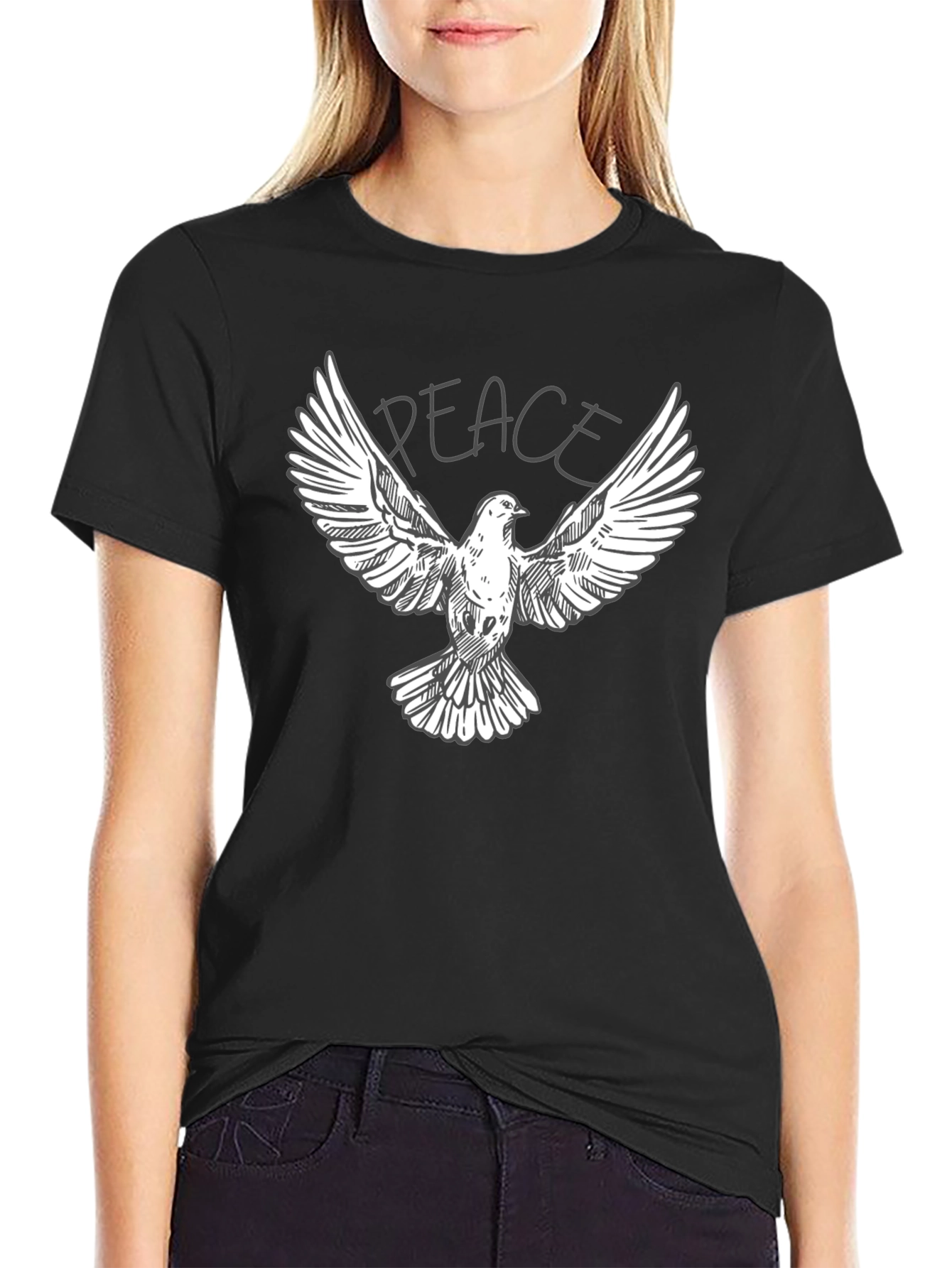 Peace Dove Graphic T-Shirt - Classic Crew Neck