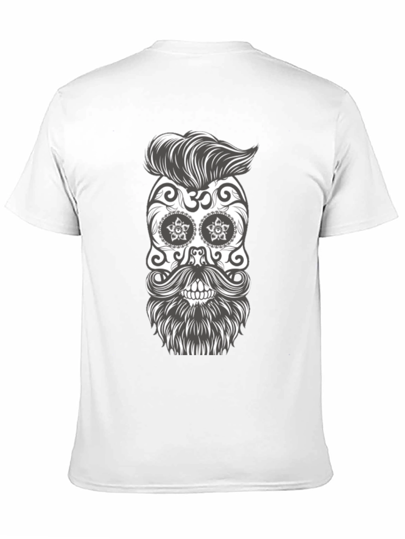 Sugar Skull Beard Graphic Tee - Black Cotton T-Shirt