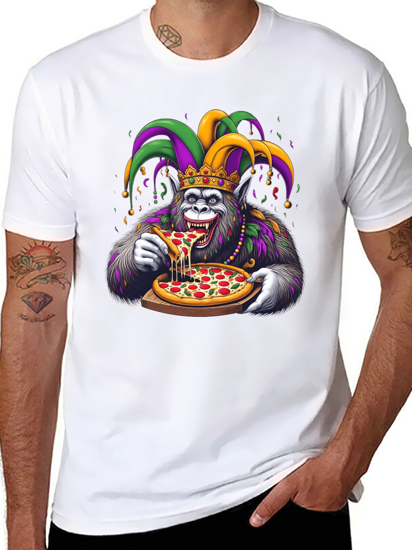 Mardi Gras Pizza T-Shirt - King Cake Day Tee