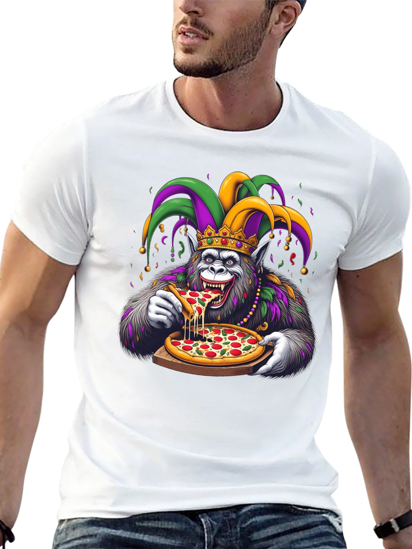 Mardi Gras Pizza T-Shirt - King Cake Day Tee