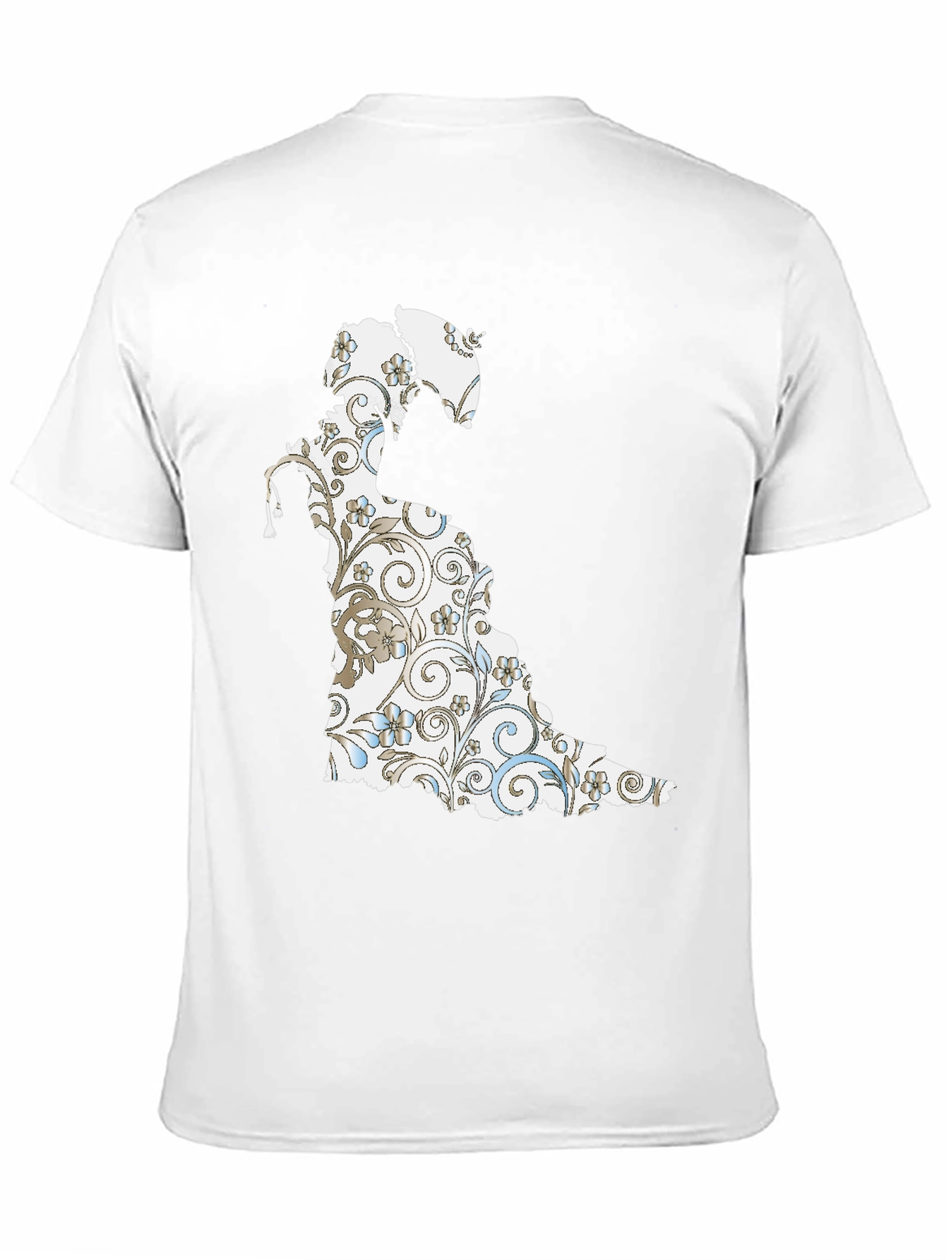 Floral Silhouette Graphic Tee - Black Cotton