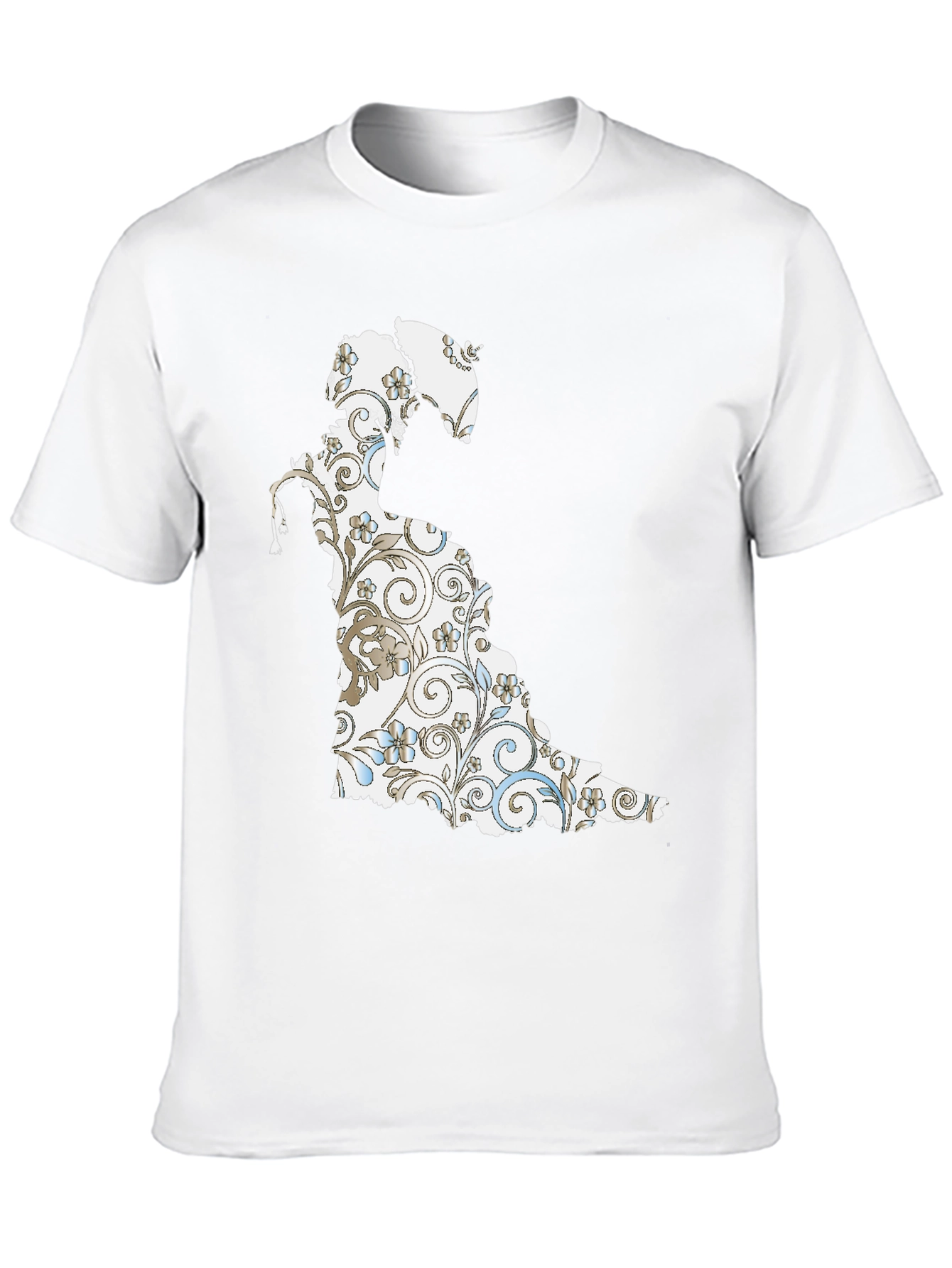Floral Silhouette Graphic Tee - Black Cotton