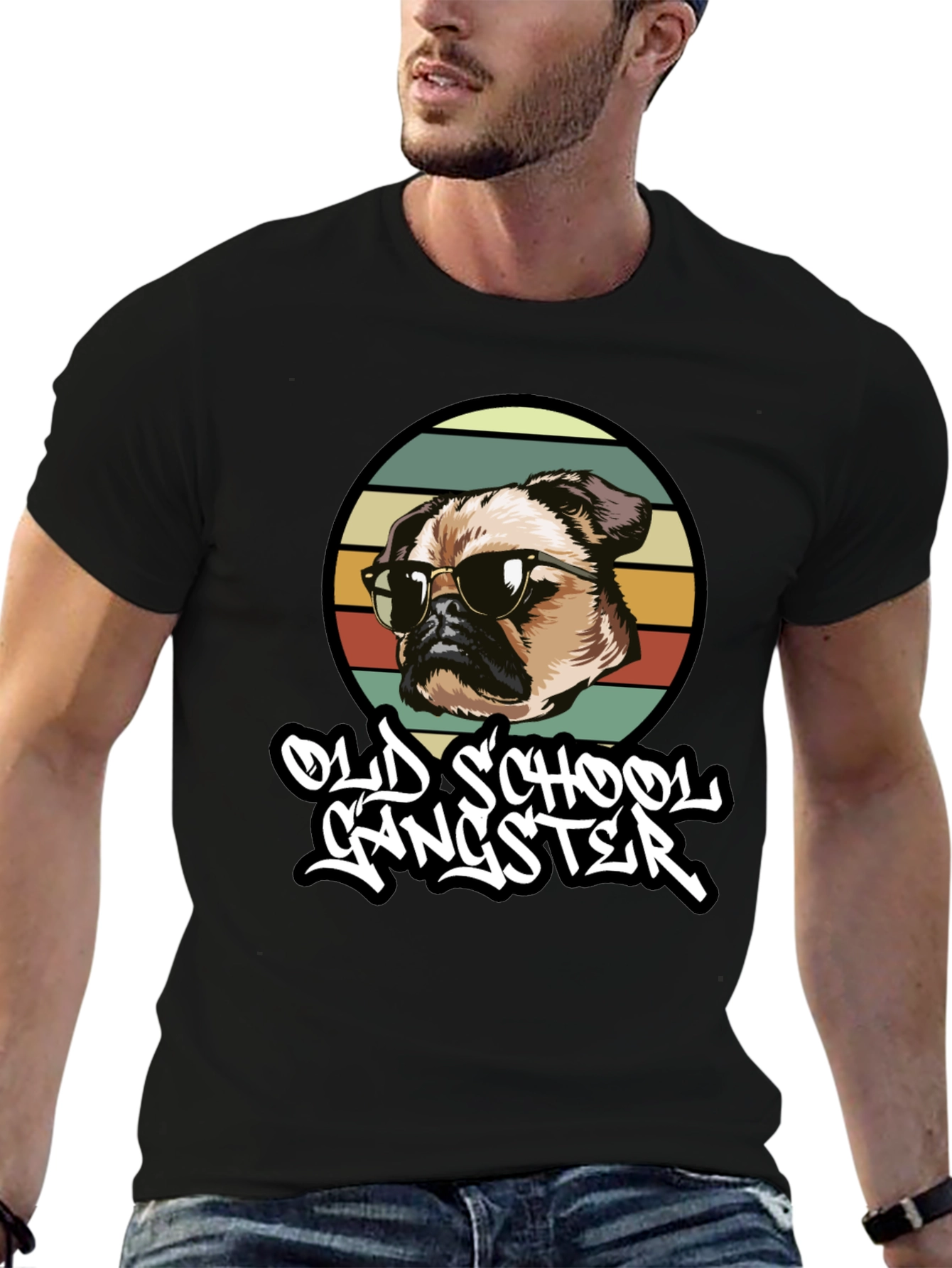 Old School Gangster Dog Graphic T-Shirt