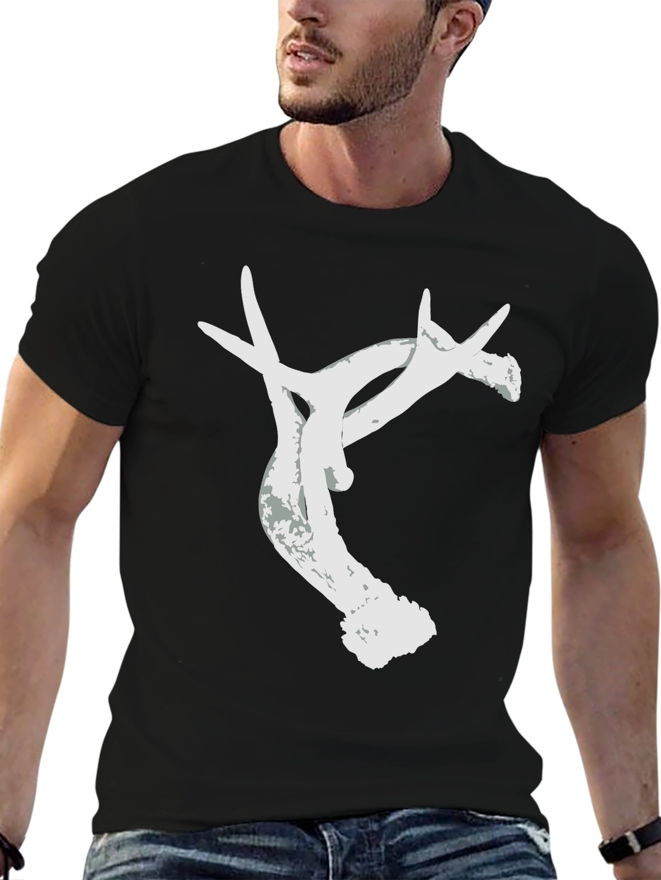 Antler Graphic Tee - Nature Inspired Black T-Shirt