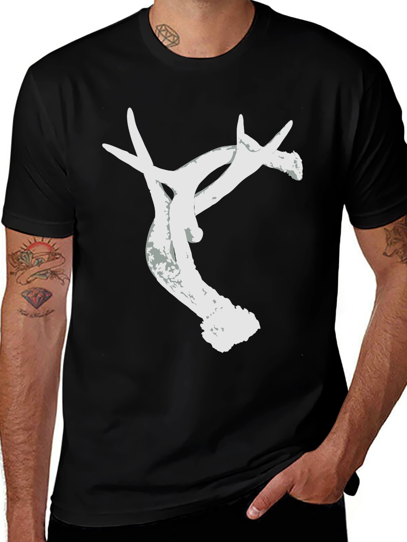 Antler Graphic Tee - Nature Inspired Black T-Shirt