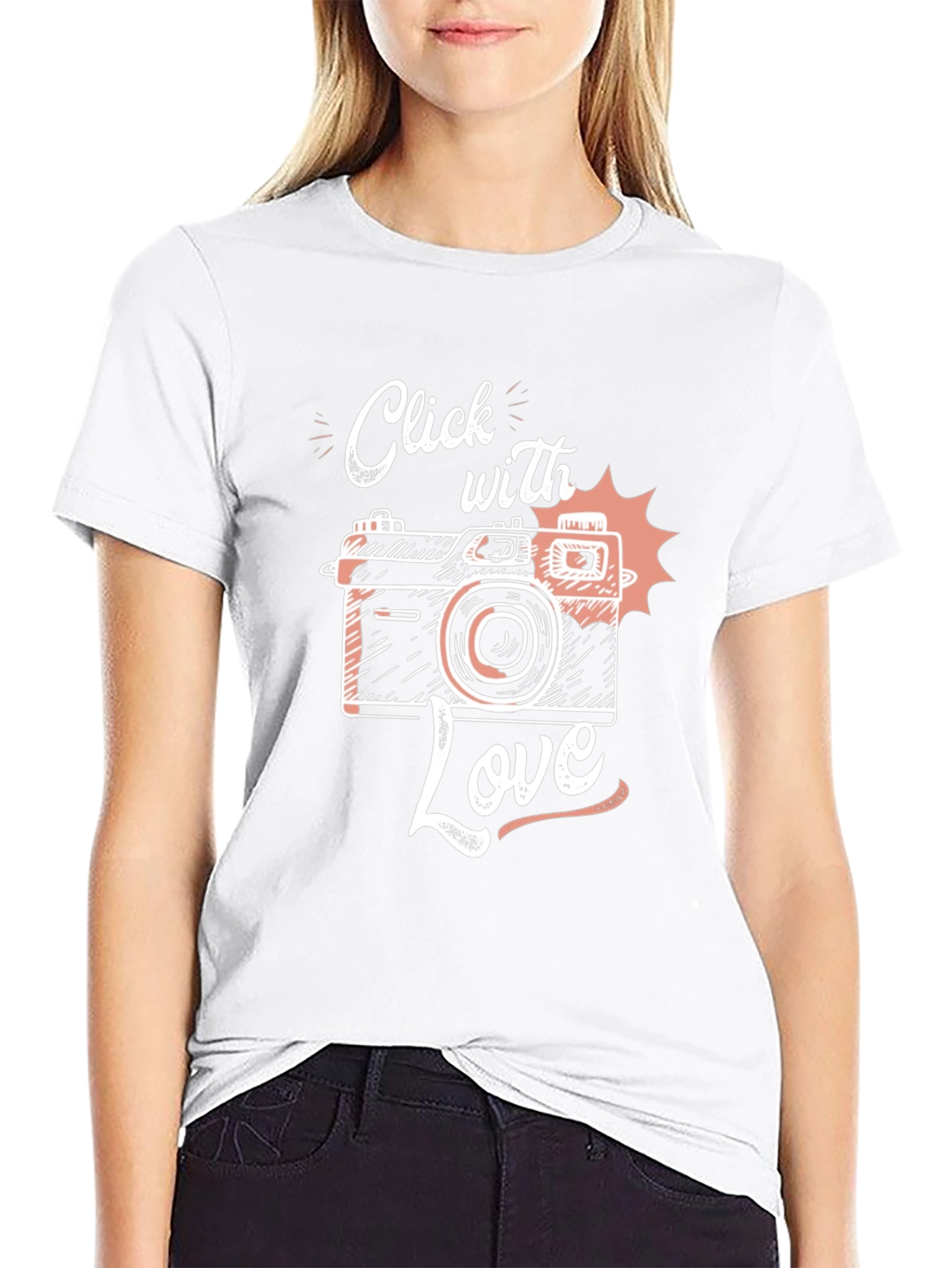Click With Love Camera Graphic Tee - Black