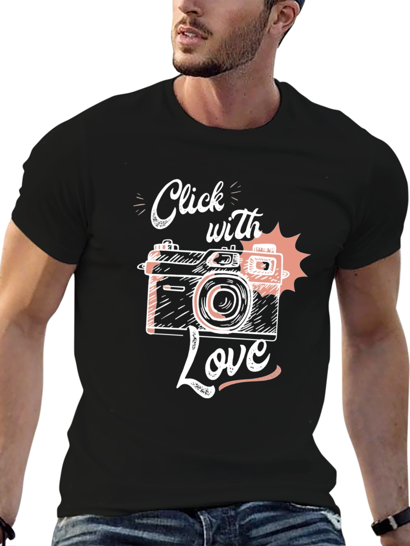 Click With Love Camera Graphic Tee - Black