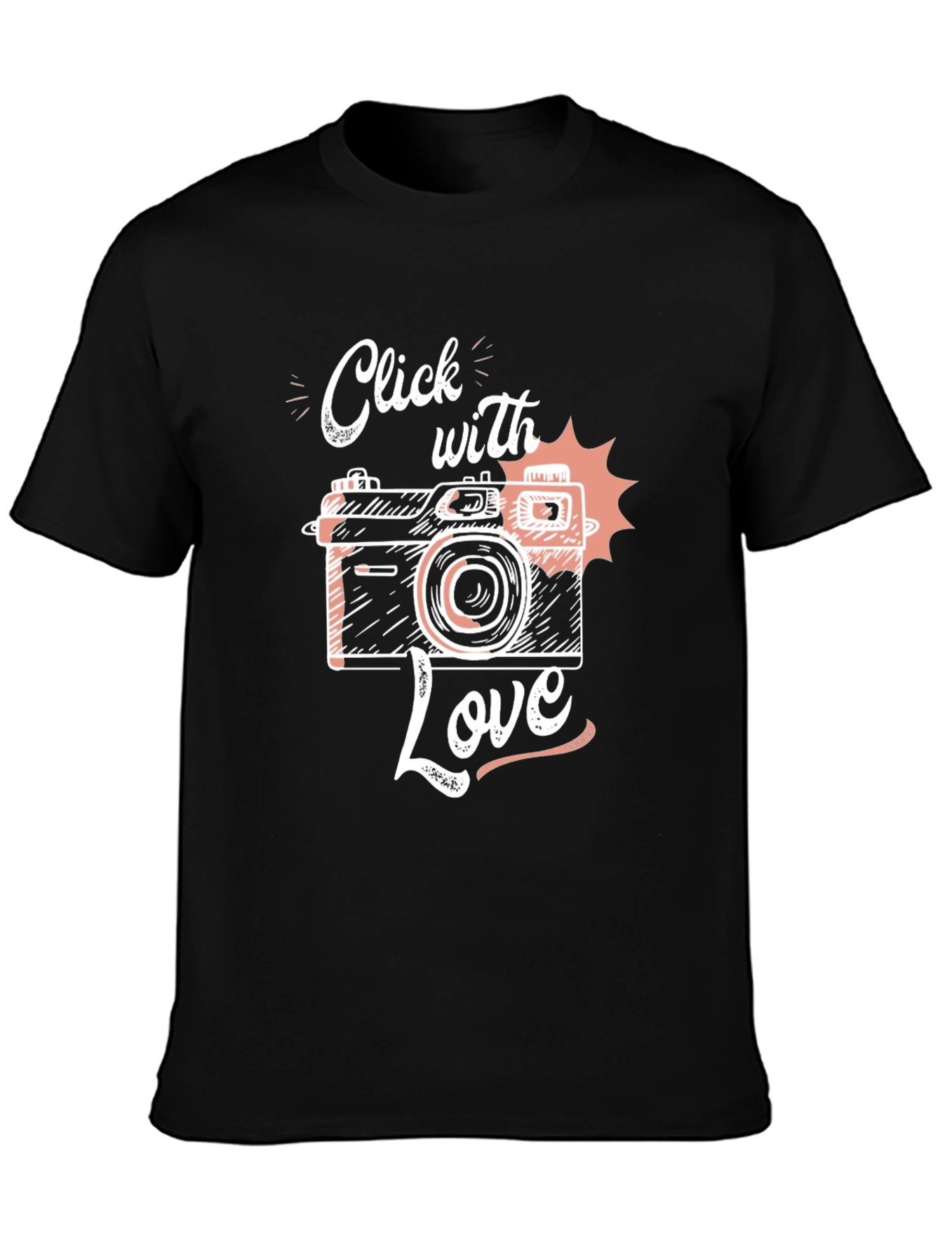 Click With Love Camera Graphic Tee - Black