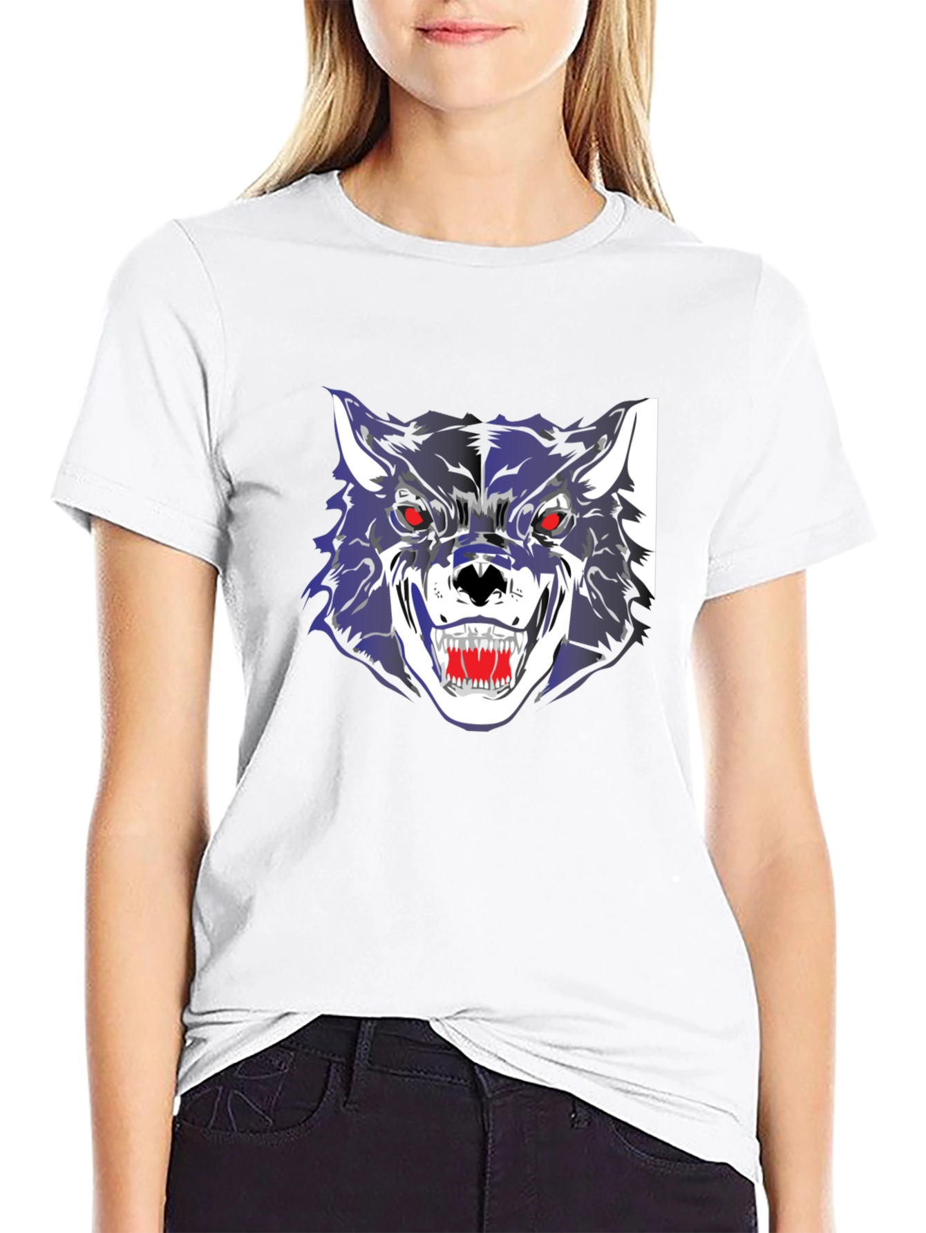 Mens Black Graphic Wolf T-Shirt