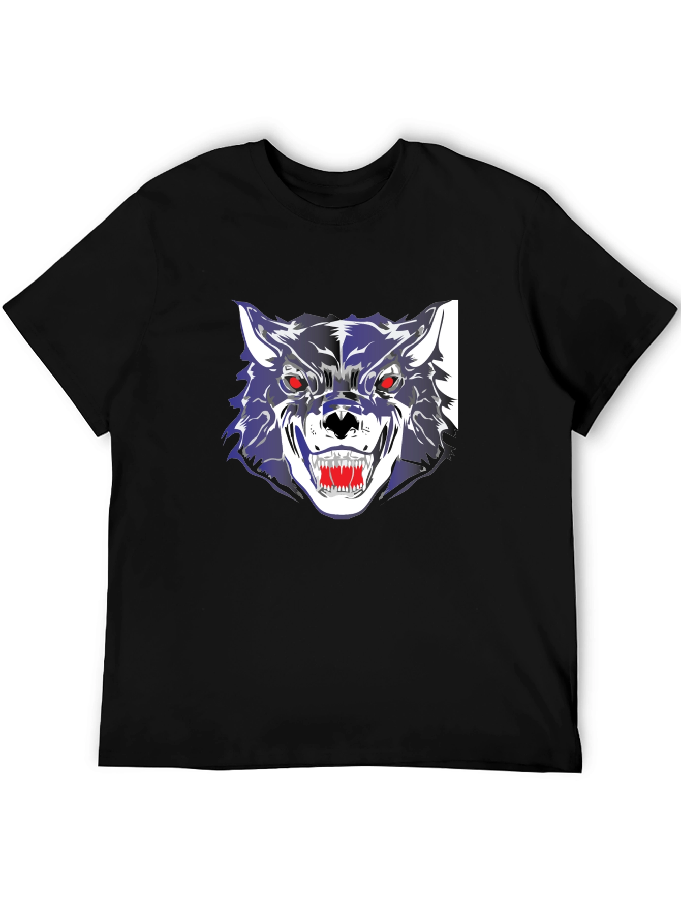 Mens Black Graphic Wolf T-Shirt