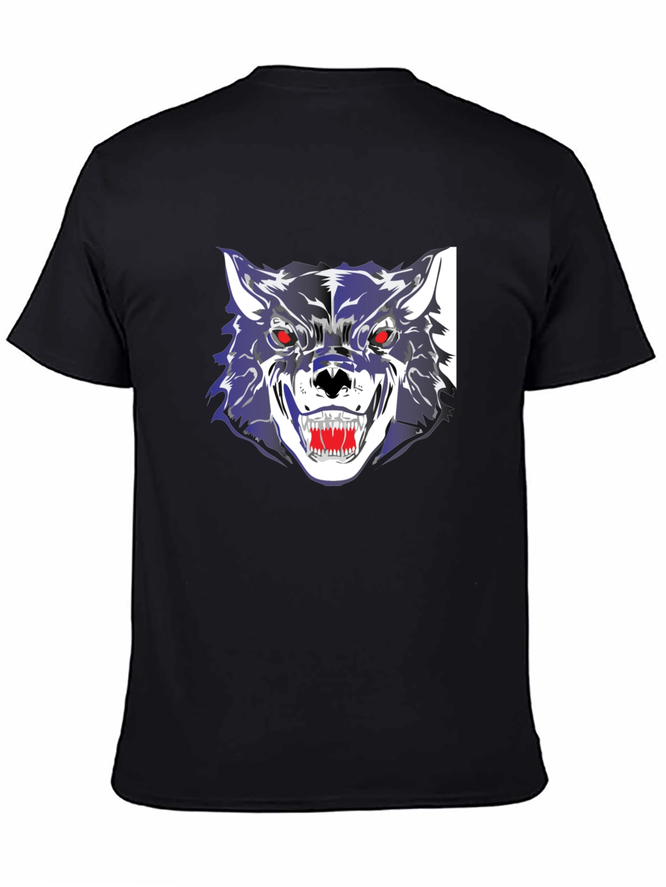 Mens Black Graphic Wolf T-Shirt