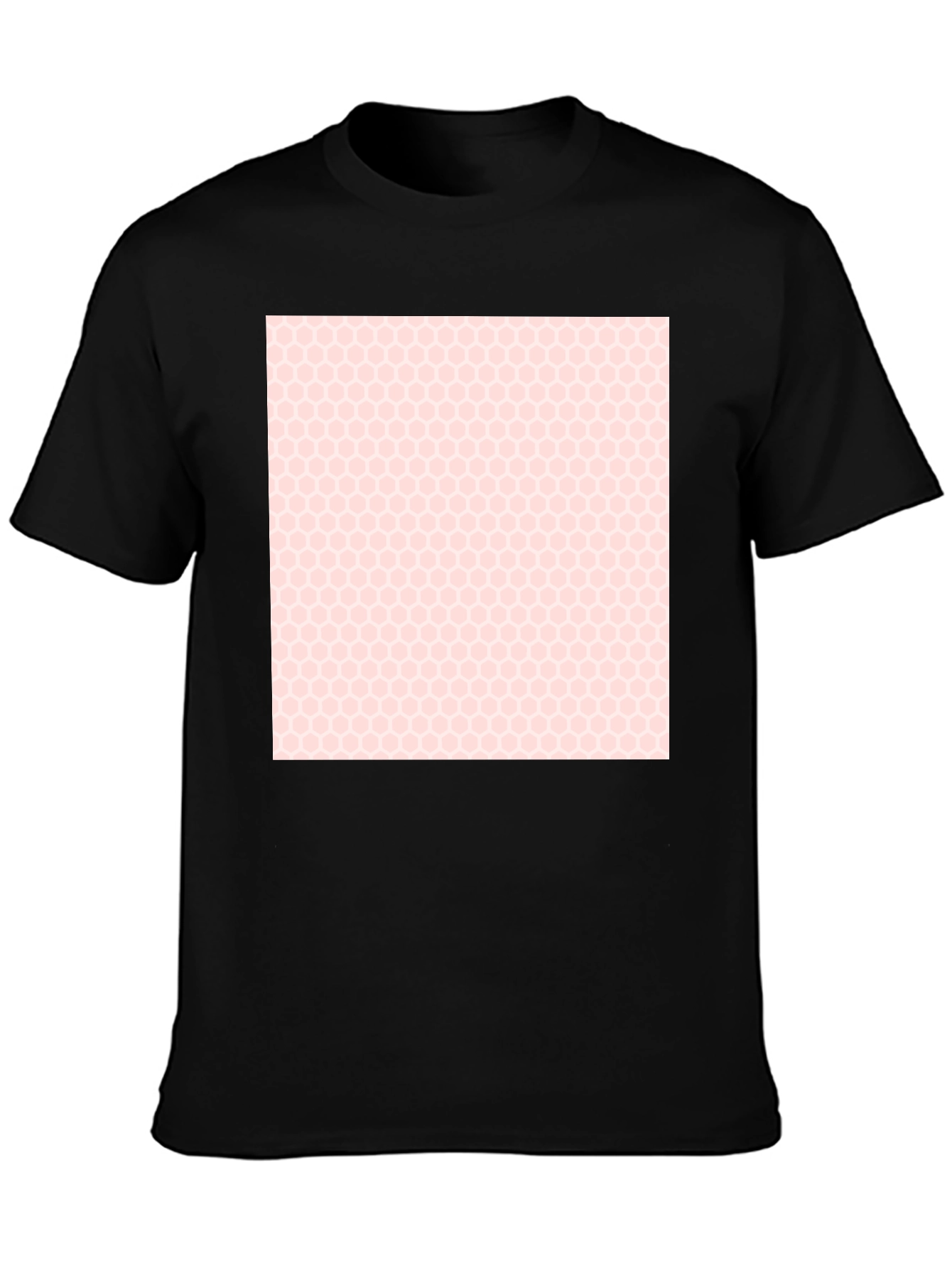 Mens Black T-Shirt with Honeycomb Pattern