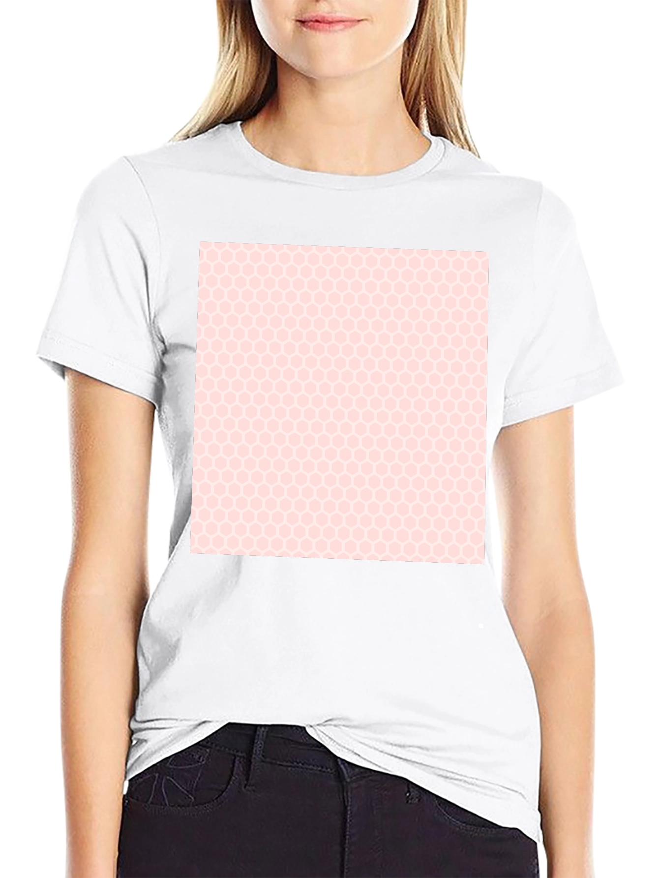Mens Black T-Shirt with Honeycomb Pattern