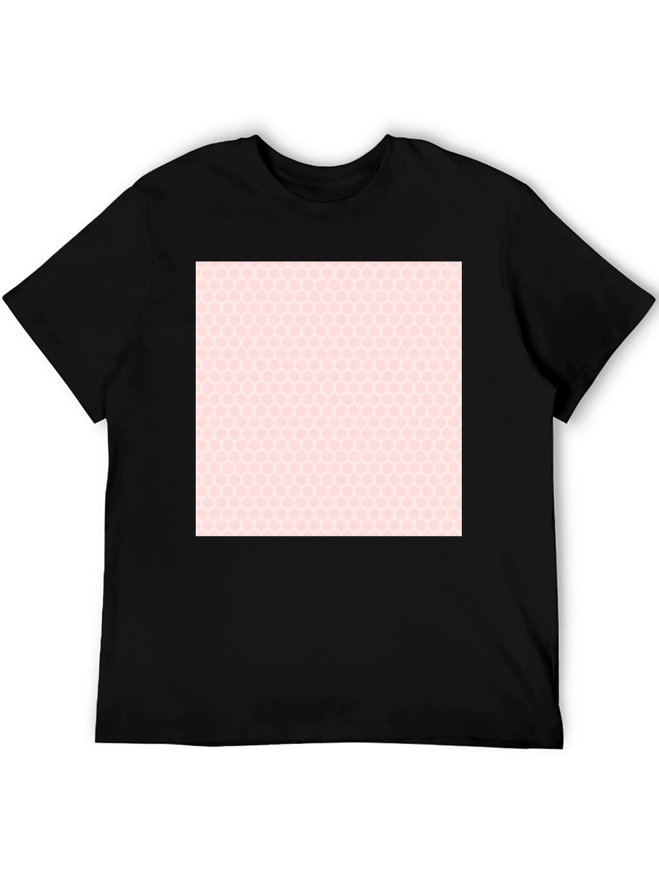 Mens Black T-Shirt with Honeycomb Pattern