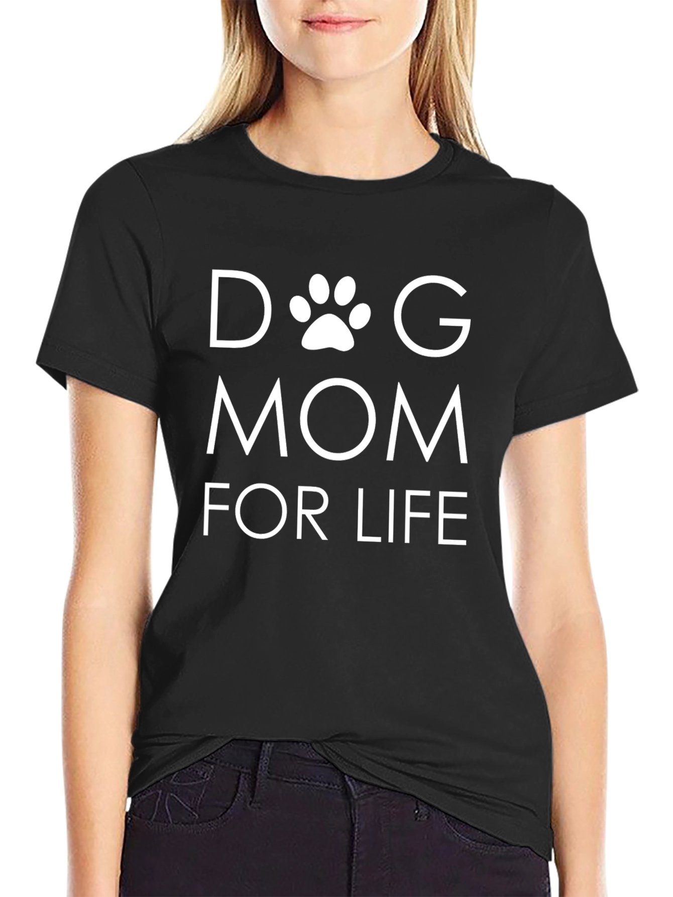 Dog Mom For Life T-Shirt - Black
