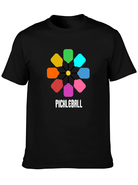 Pickleball Paddle Flower T-Shirt - Colorful Design
