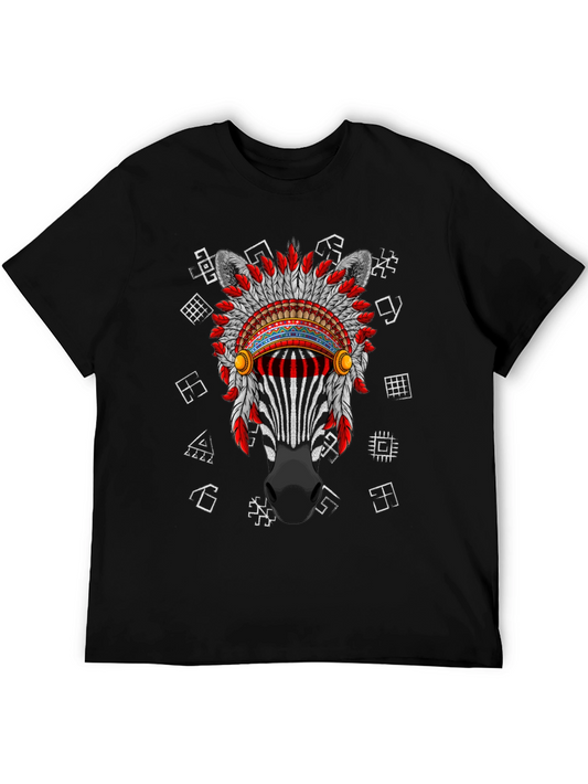 Zebra Headdress Graphic Tee - Unique Animal Print T-Shirt