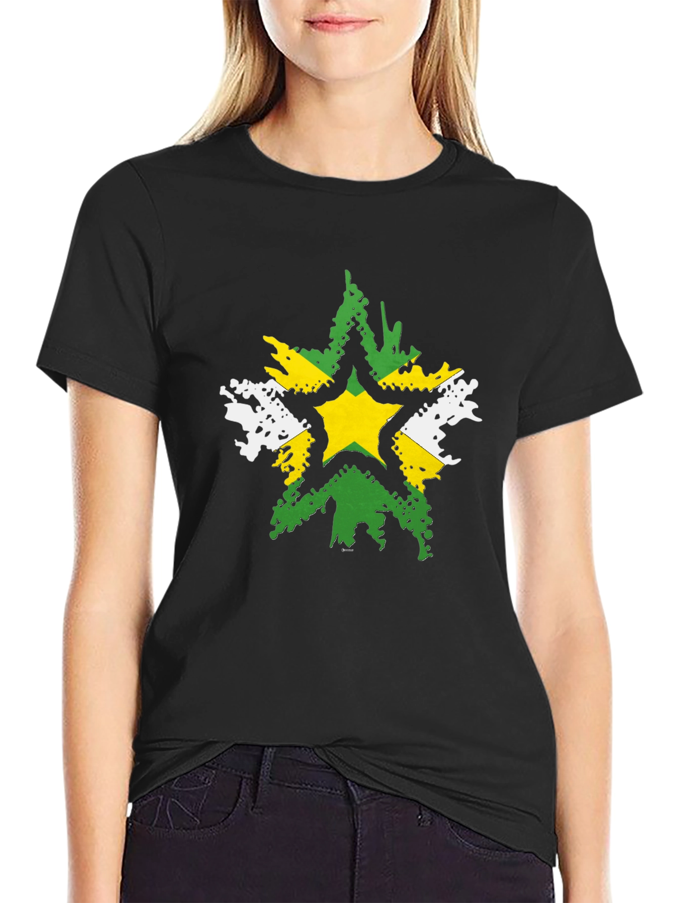 Distressed Star Graphic Black T-Shirt
