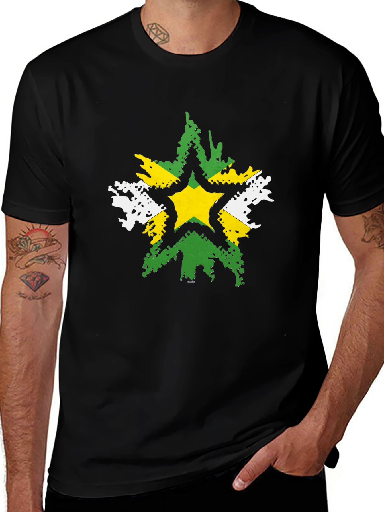Distressed Star Graphic Black T-Shirt